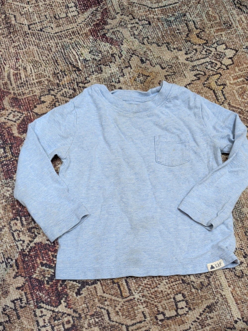GAP Heather Light Blue Long Sleeve Pocket Tee